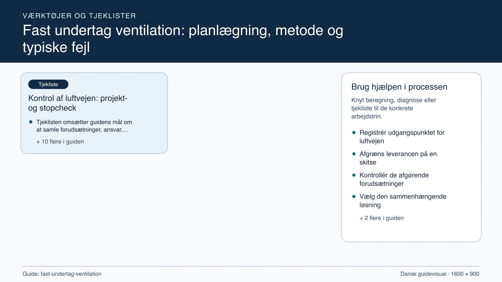 Værktøjsoversigt til “Kontrol af luftvejen: projekt- og stopcheck”.